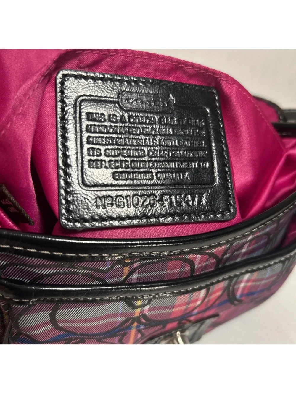 Vtg Y2K Coach Poppy Penny Tartan Multicolor Plaid Flap Turn Lock Shoulder Bag